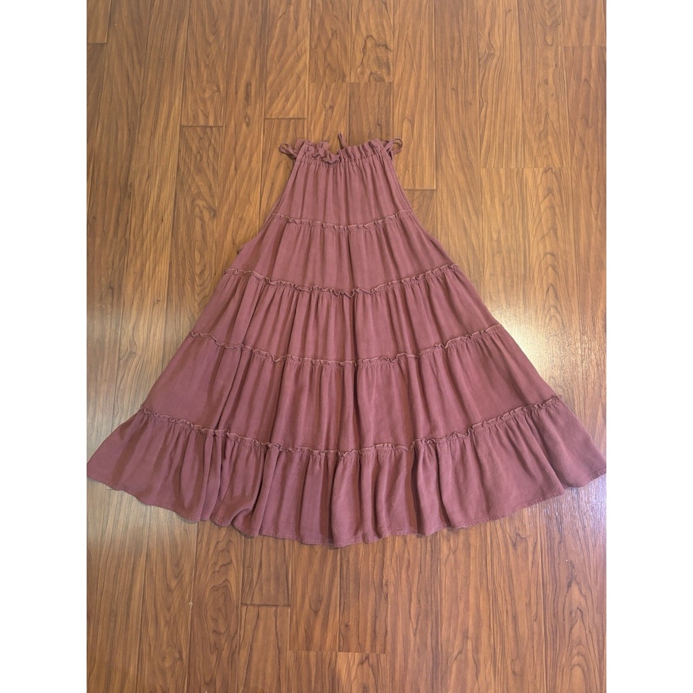 Natural Life Tiered Halter Dress Dusty Rose Womens Medium Boho Hippie Gypsy